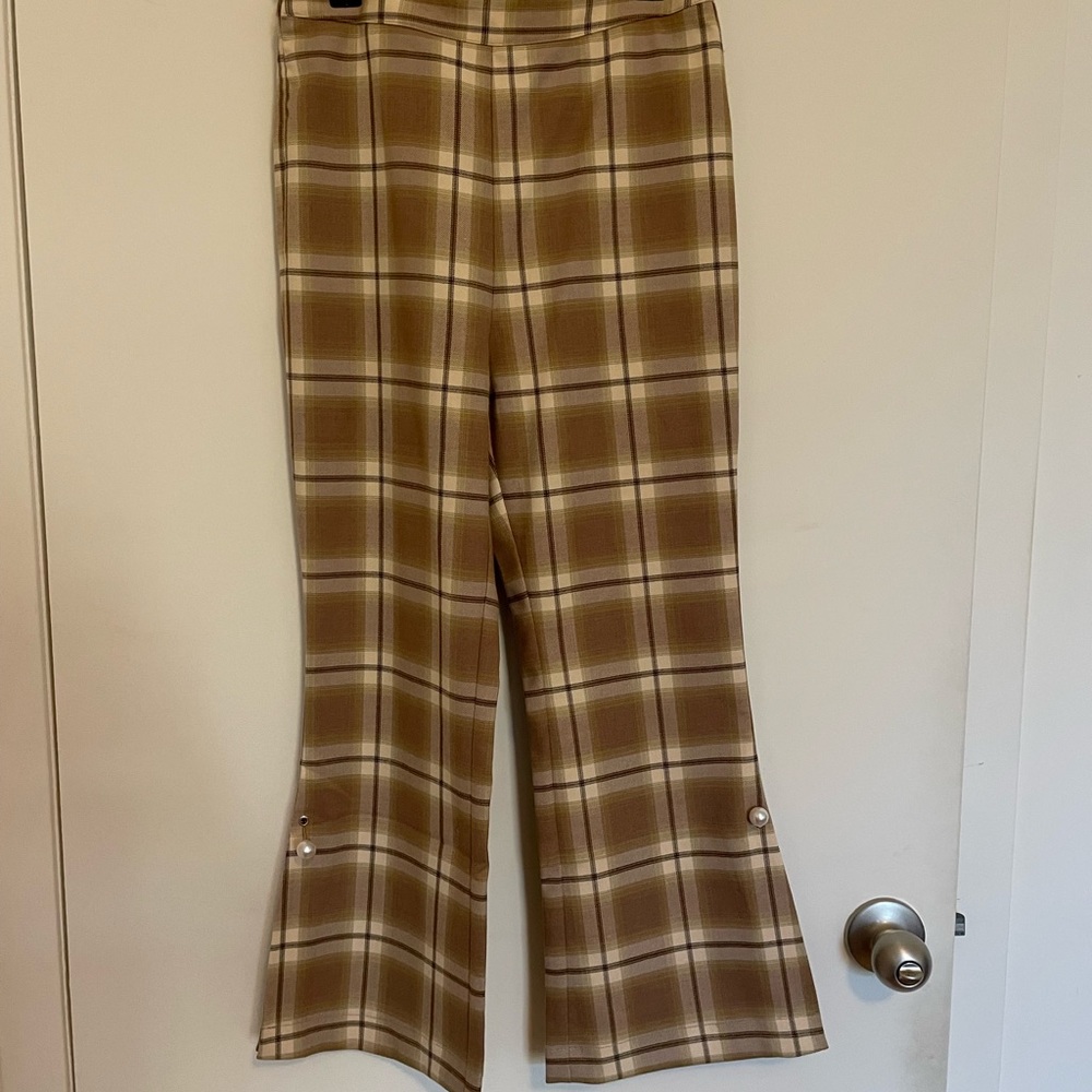 Petite Studio Buvette Pearl Pants in Yellow Check, size XS